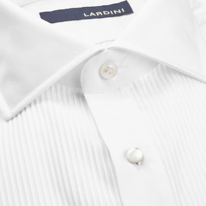 Lardini White Cotton Double Cuff Eveningwear Shirt Closed
