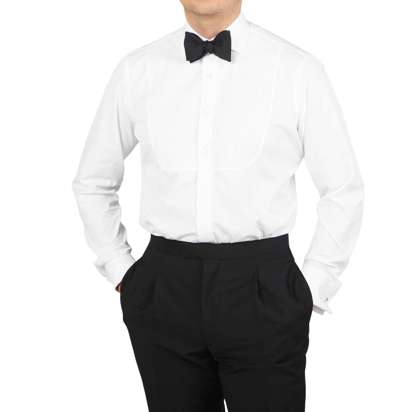 Lardini White Cotton Double Cuff Eveningwear Shirt Front