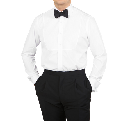 Lardini White Cotton Double Cuff Eveningwear Shirt Front