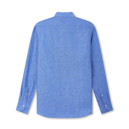 Cobalt Blue Linen Nehru Collar Shirt