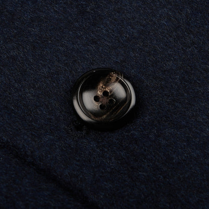 Luigi Bianchi Blue Melange Loro Piana Wool Polo Coat Button