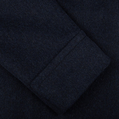 Luigi Bianchi Blue Melange Loro Piana Wool Polo Coat Cuff