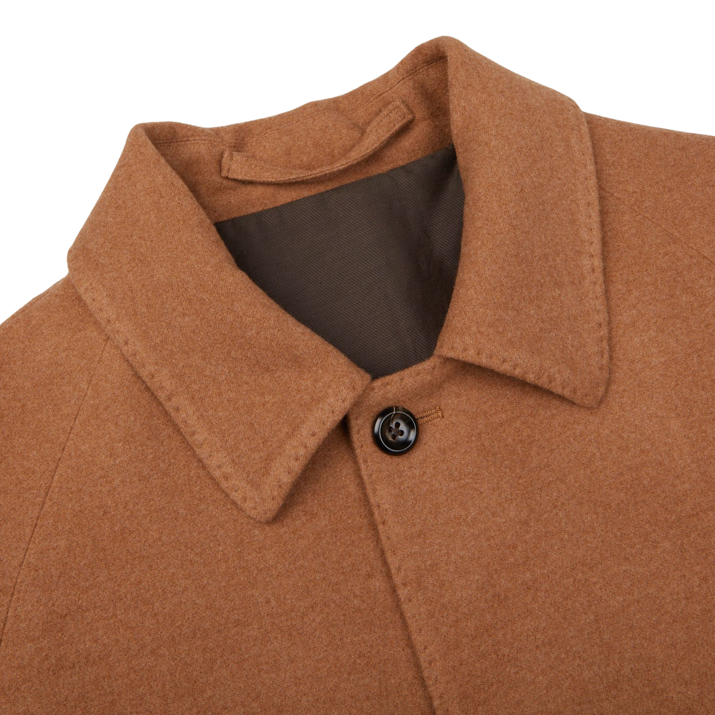 Luigi Bianchi Camel Drago Skyfall Wool Raglan Coat Collar