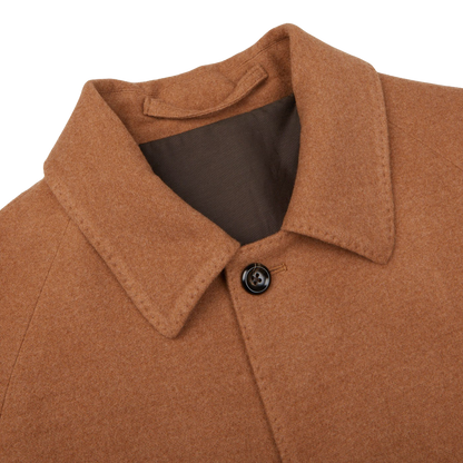 Luigi Bianchi Camel Drago Skyfall Wool Raglan Coat Collar