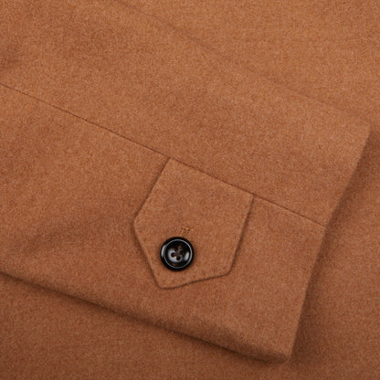 Luigi Bianchi Camel Drago Skyfall Wool Raglan Coat Cuff