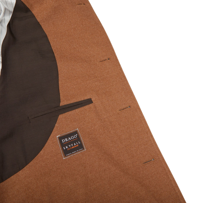 Luigi Bianchi Camel Drago Skyfall Wool Raglan Coat Inside