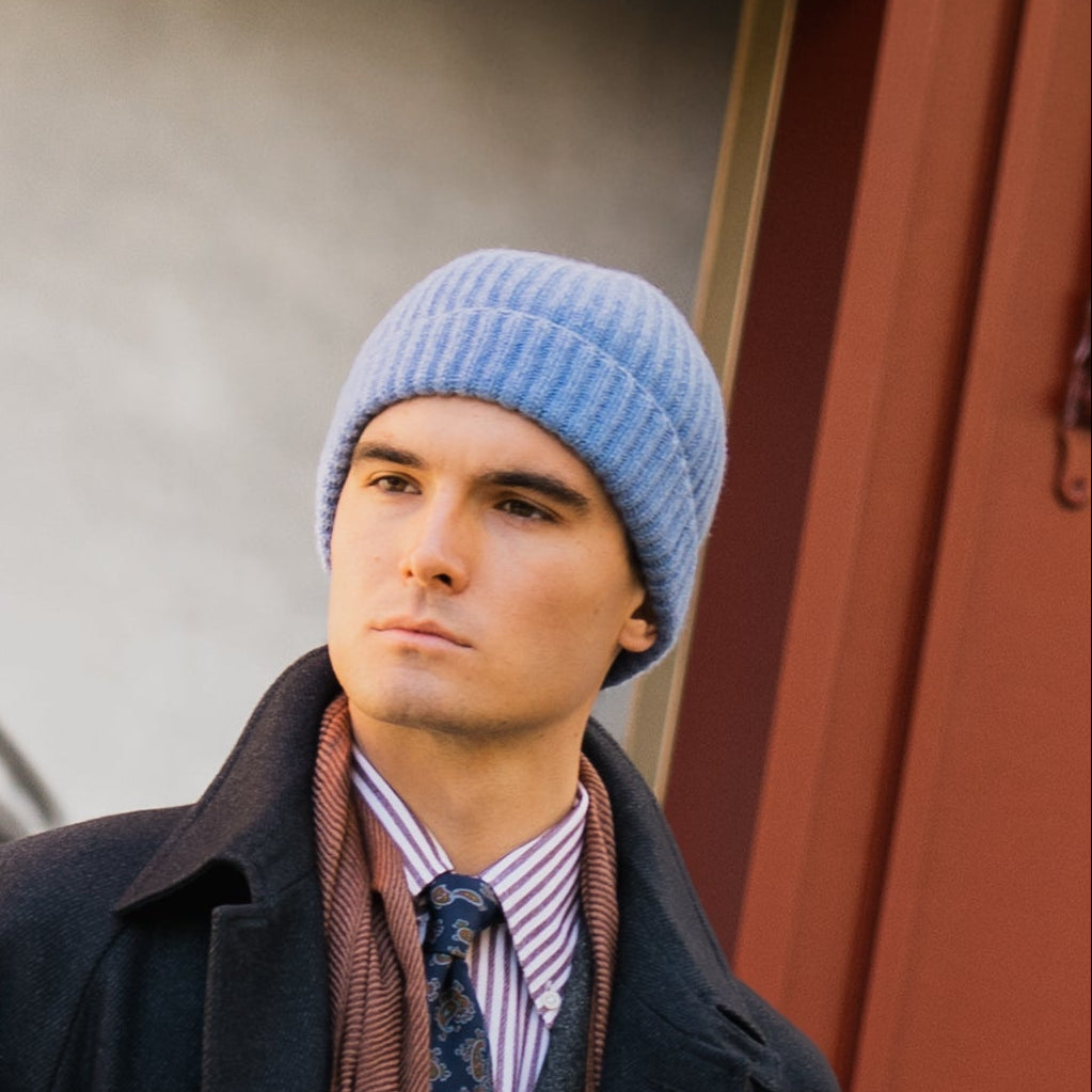 Blue Cashmere Beanie