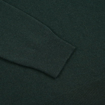 Bottle Green Virgin Wool Cashmere Roll Neck Sweater