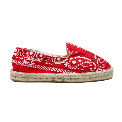 Manebi Red Cotton Bandana Print Espadrilles Side