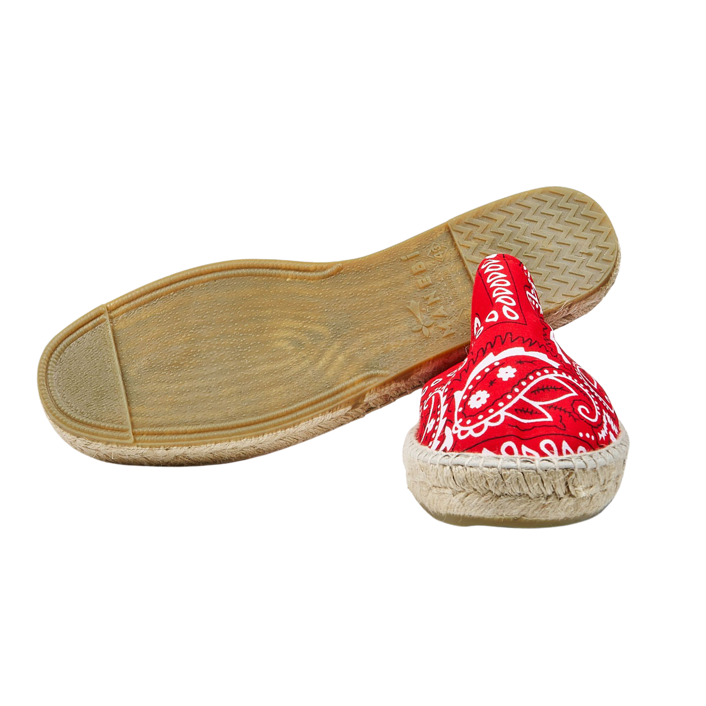 Manebi Red Cotton Bandana Print Espadrilles Sole
