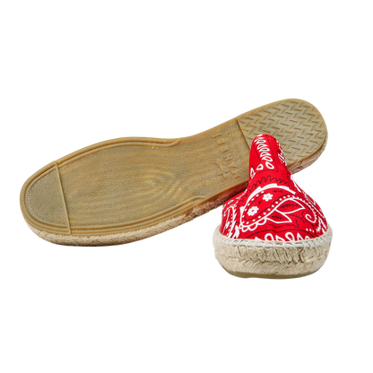 Manebi Red Cotton Bandana Print Espadrilles Sole