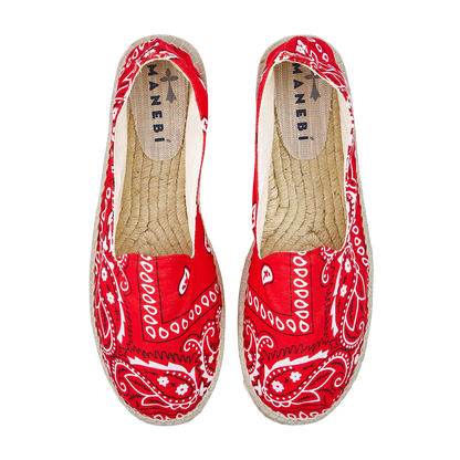 Manebi Red Cotton Bandana Print Espadrilles Top