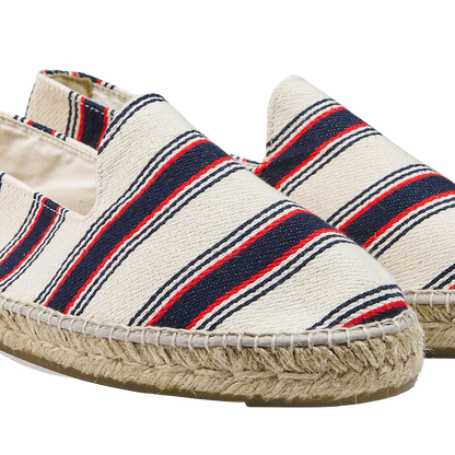 Manebi Red Navy Striped Portofino Cotton Espadrilles Detail