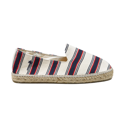 Manebi Red Navy Striped Portofino Cotton Espadrilles Side