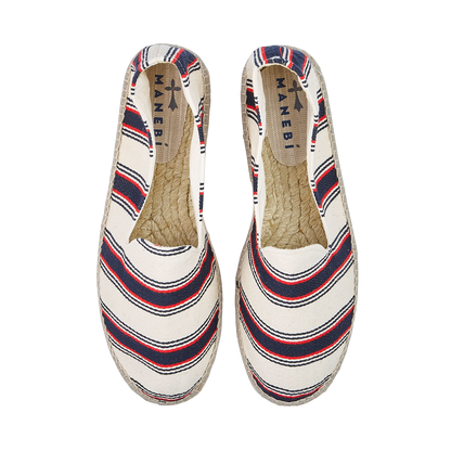Manebi Red Navy Striped Portofino Cotton Espadrilles Top