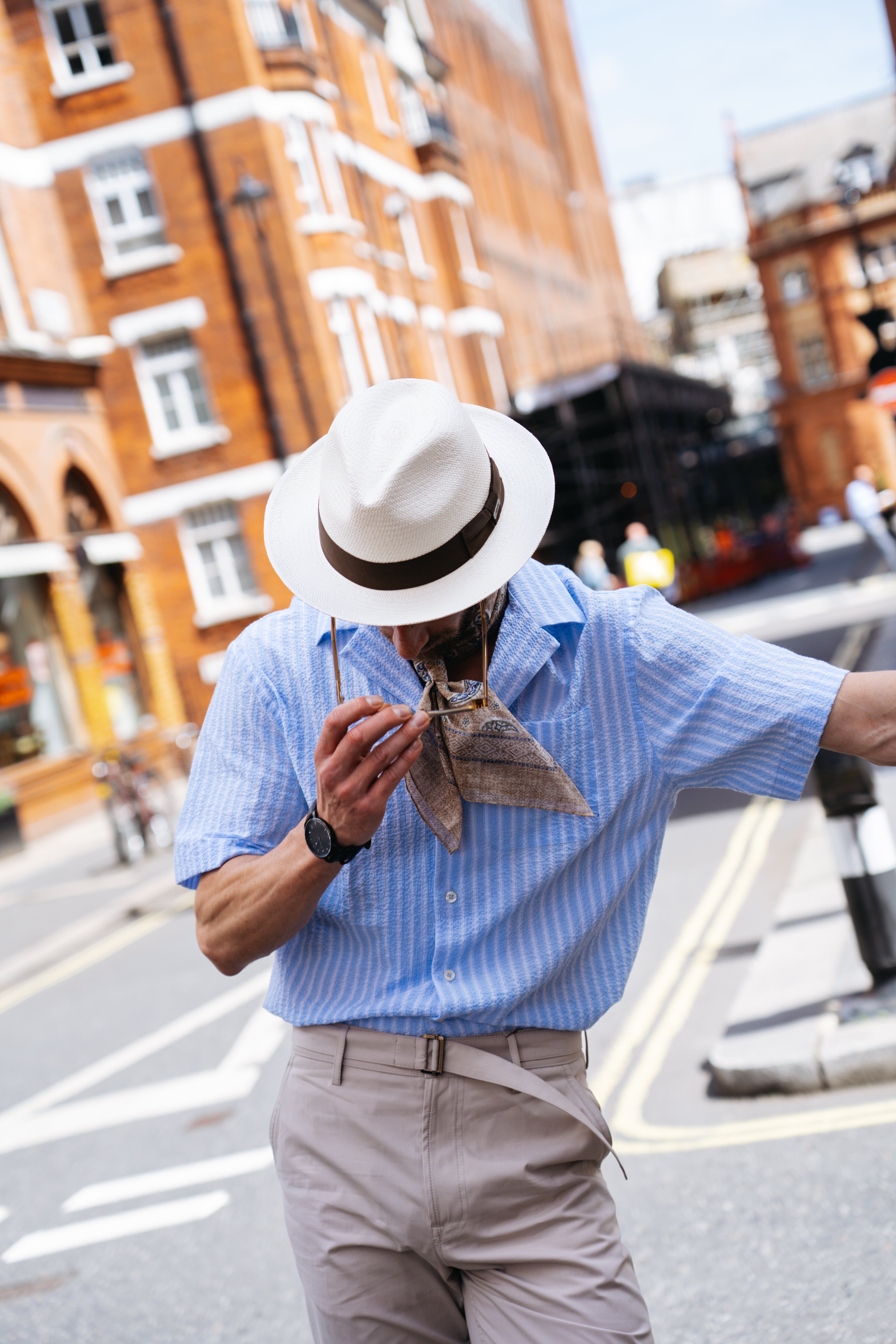 Handwoven Panama Brown Medium Brim Triby Hat