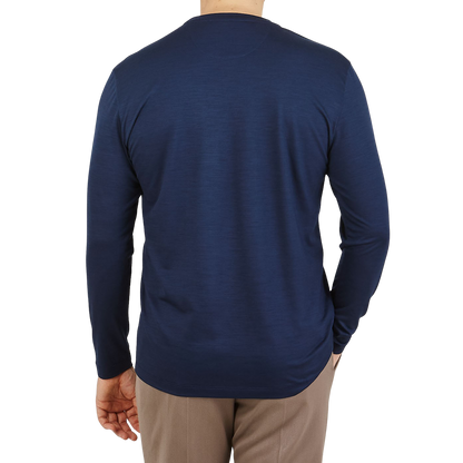 Maurizio Baldassari Blue Active Wool Jersey T-shirt Back