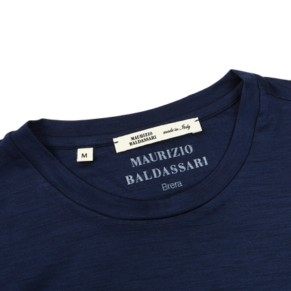 Maurizio Baldassari Blue Active Wool Jersey T-shirt Collar