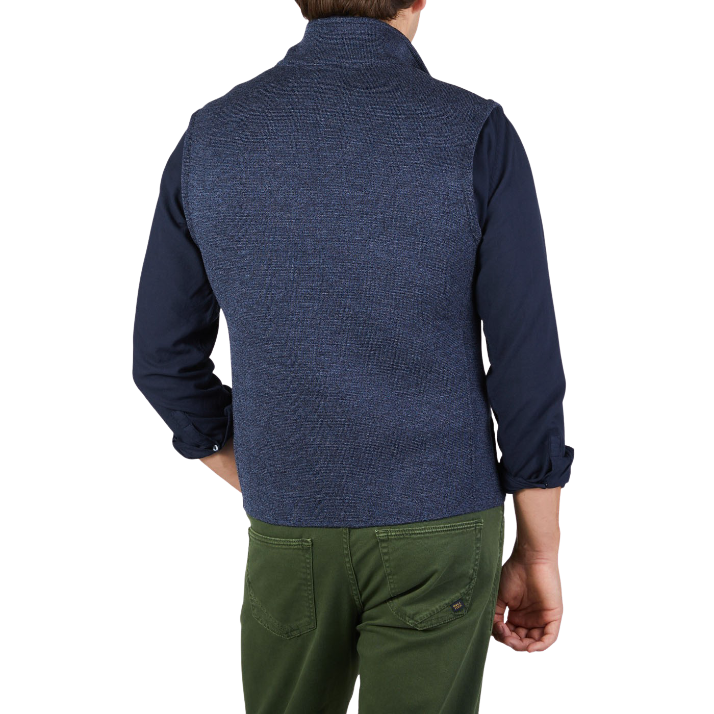 Maurizio Baldassari Blue Melange Knitted Virgin Wool Gilet Back