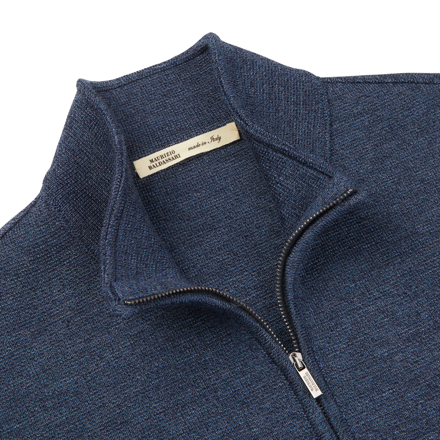 Maurizio Baldassari Blue Melange Knitted Virgin Wool Gilet Collar