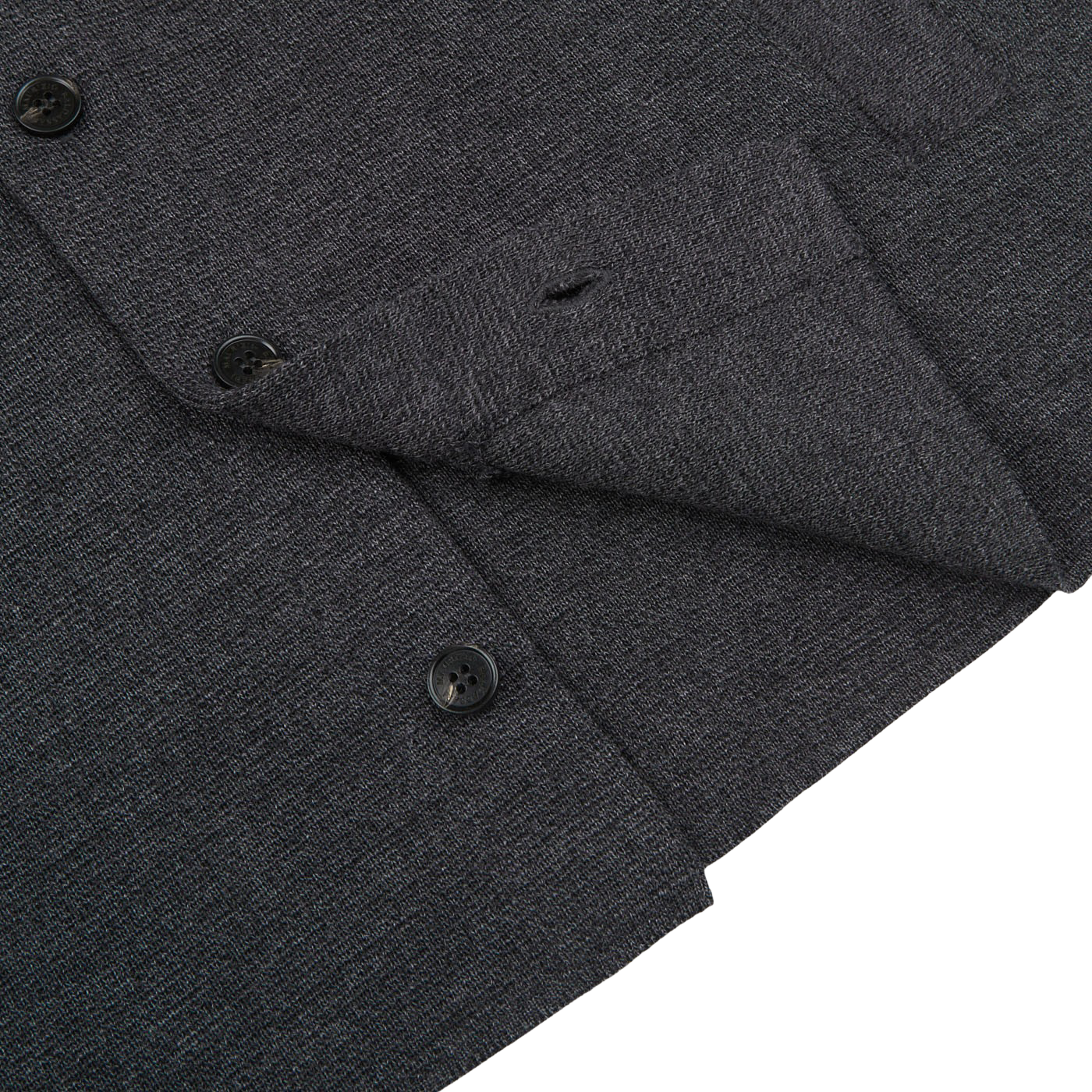 Maurizio Baldassari Charcoal Grey Milano Knitted Wool Overshirt Edge