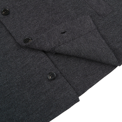 Maurizio Baldassari Charcoal Grey Milano Knitted Wool Overshirt Edge