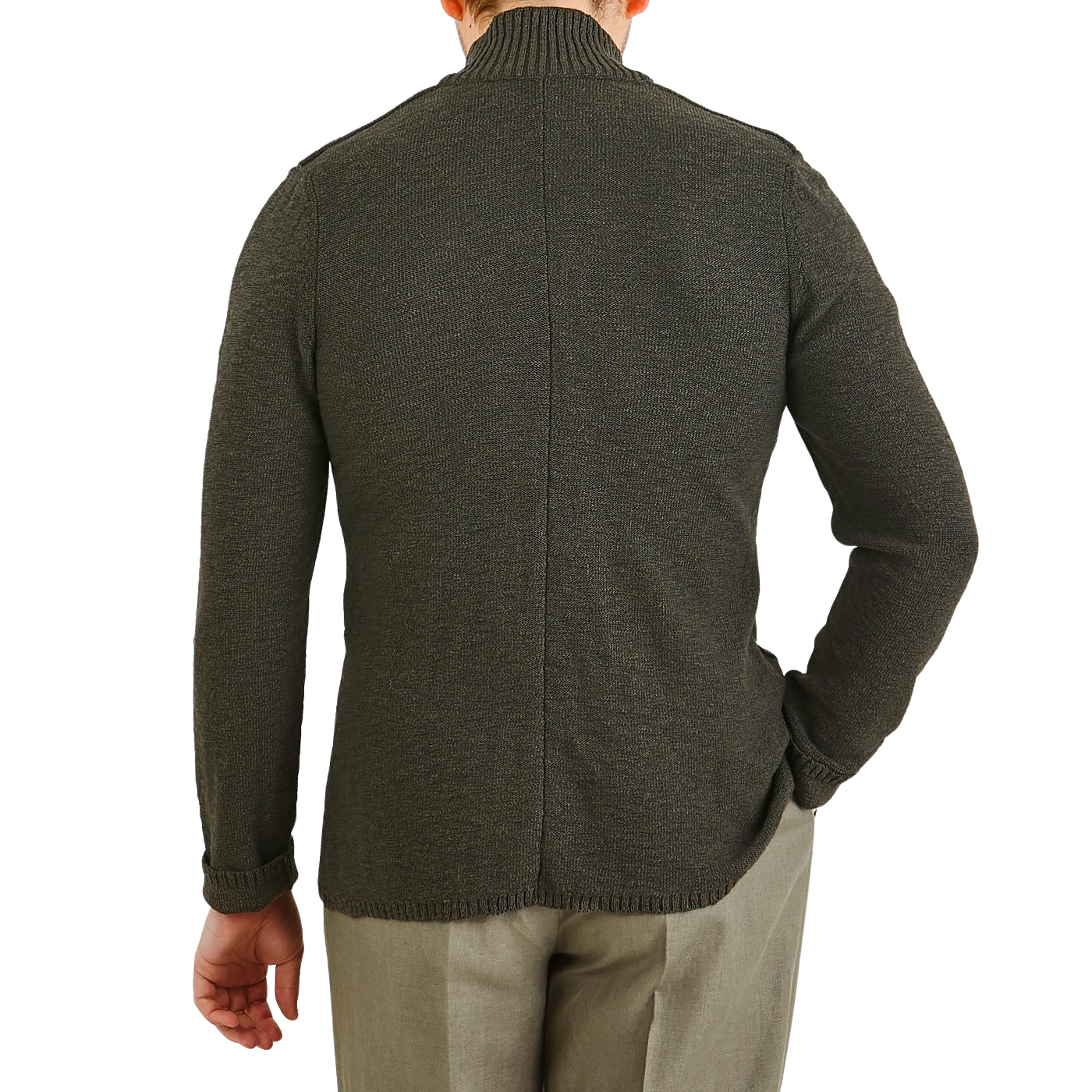 Maurizio Baldassari Green Mouline Cotton Blend Knitted Jacket Back