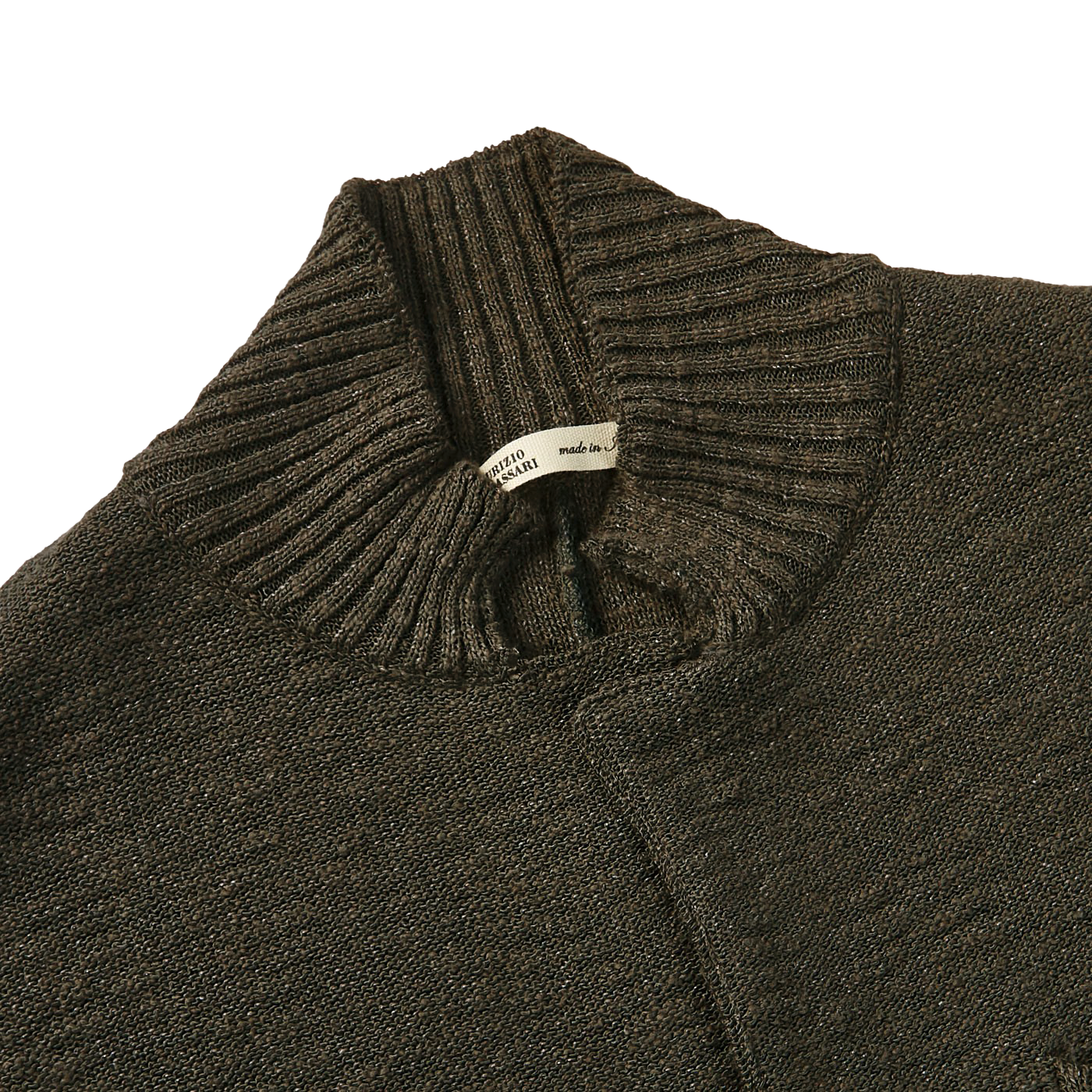 Maurizio Baldassari Green Mouline Cotton Blend Knitted Jacket Collar