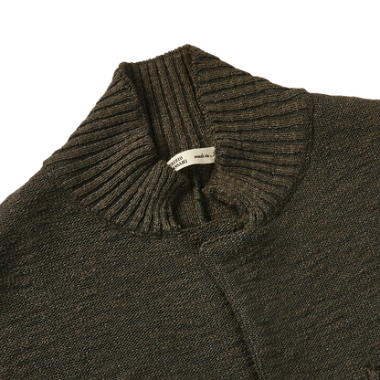 Maurizio Baldassari Green Mouline Cotton Blend Knitted Jacket Collar
