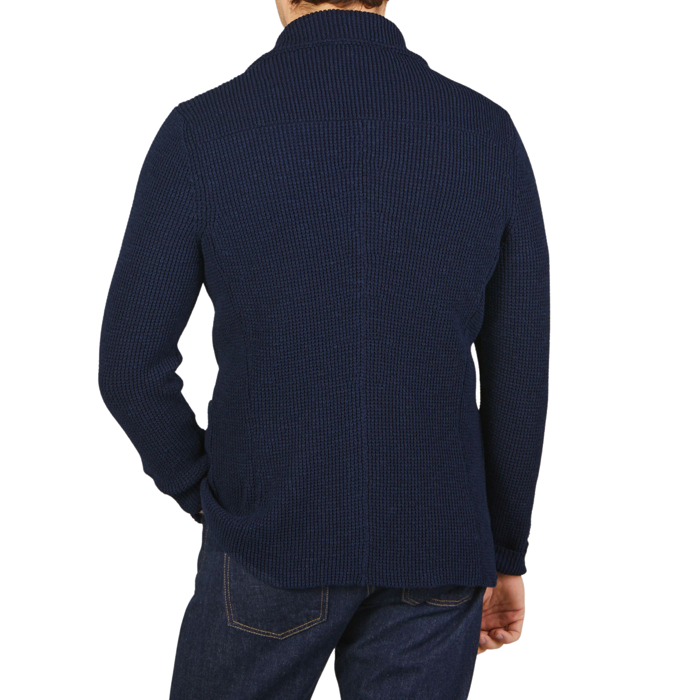 Maurizio Baldassari Navy Blue Cotton Summer Brenta Jacket Back