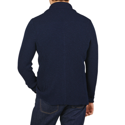 Maurizio Baldassari Navy Blue Cotton Summer Brenta Jacket Back