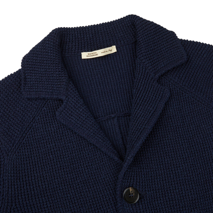 Maurizio Baldassari Navy Blue Cotton Summer Brenta Jacket Collar