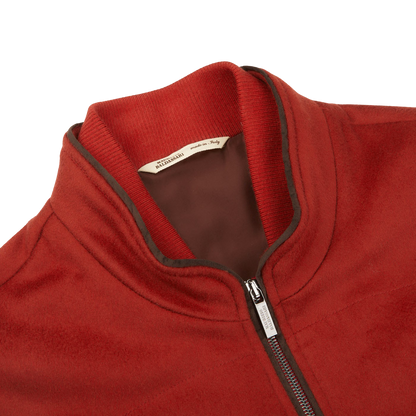 Maurizio Baldassari Paprika Red Water Repellent Pure Cashmere Gilet Collar