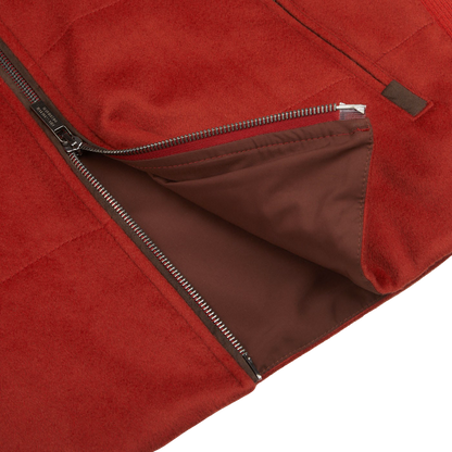 Maurizio Baldassari Paprika Red Water Repellent Pure Cashmere Gilet Edge