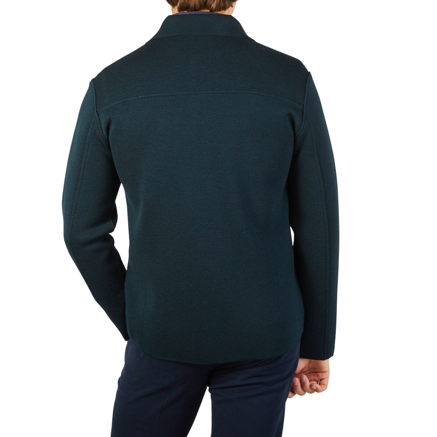 Maurizio Baldassari Petrol Green Milano Knitted Wool Overshirt Back