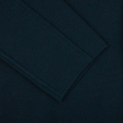 Maurizio Baldassari Petrol Green Milano Knitted Wool Overshirt Cuff