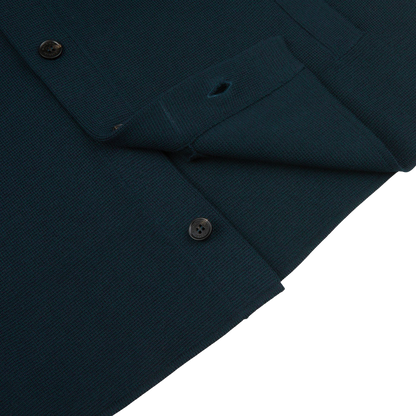 Maurizio Baldassari Petrol Green Milano Knitted Wool Overshirt Edge