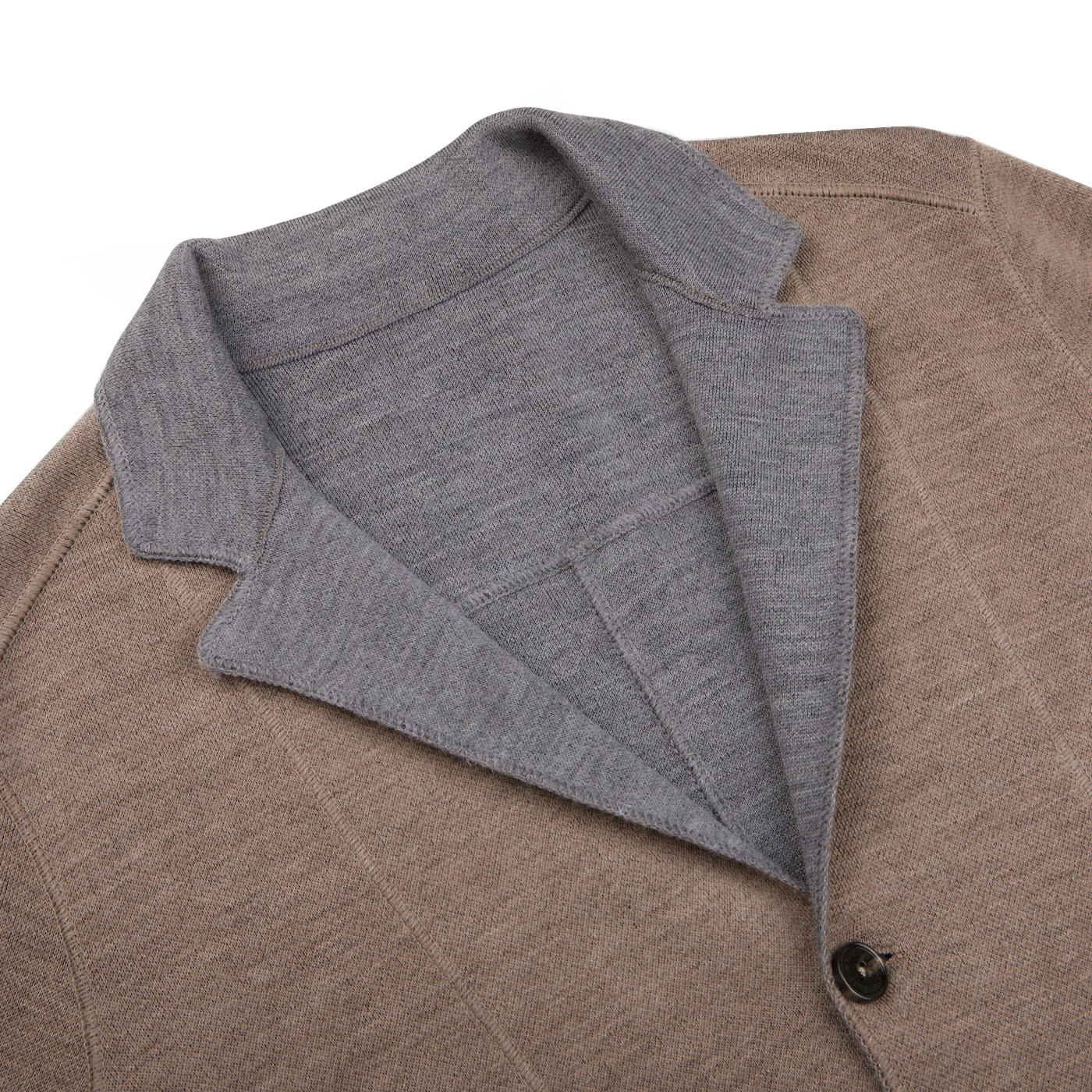 Maurizio Baldassari Taupe Grey Knitted Wool Reversible Swacket Collar