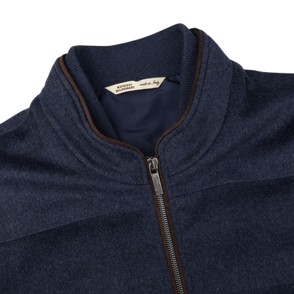 The Denim Blue Water Repellent Pure Cashmere Gilet by Maurizio Baldassari.