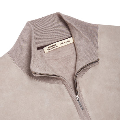 Taupe Lamb Suede and Wool Knit Blouson