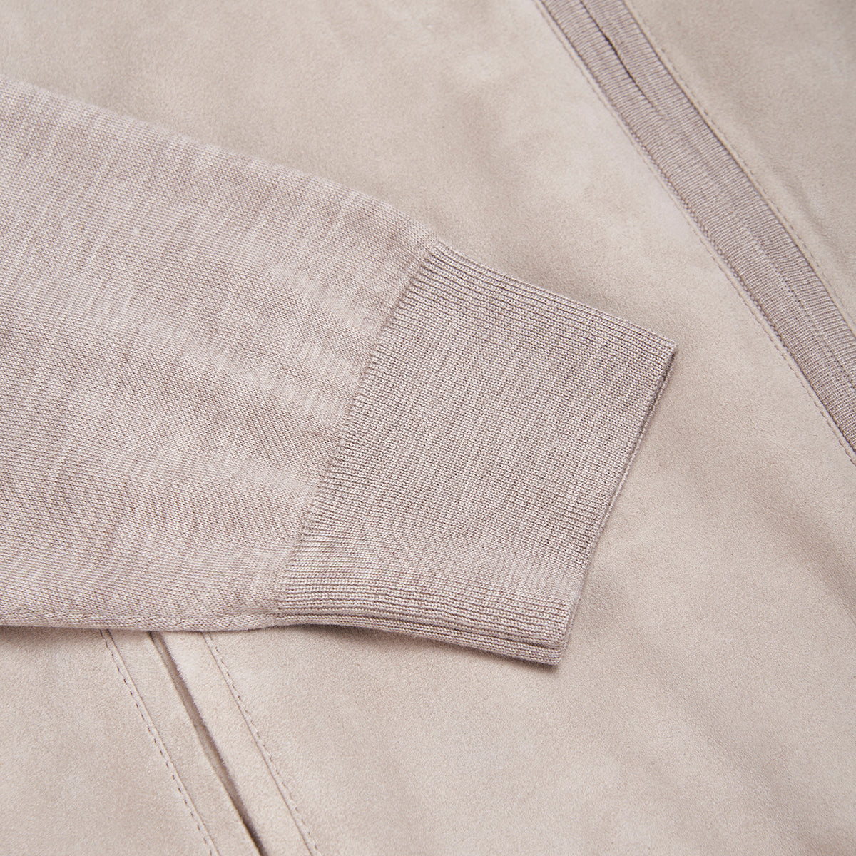 Taupe Lamb Suede and Wool Knit Blouson