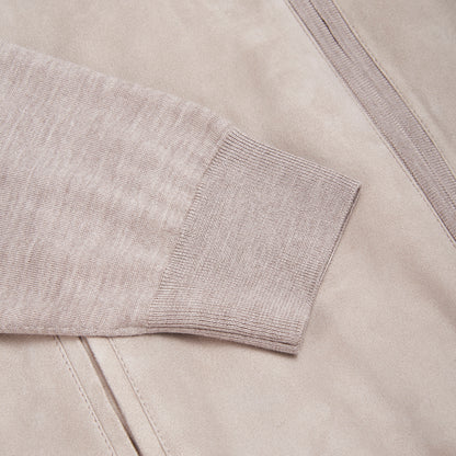 Taupe Lamb Suede and Wool Knit Blouson