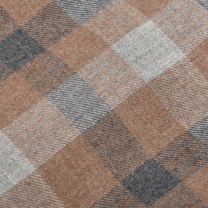 Mazzarelli Brown Checked Brushed Cotton BD Regular Shirt Fabric