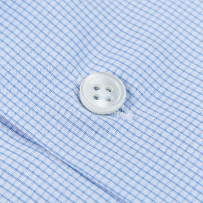 Mazzarelli Light Blue Checked Regular BD Shirt Button
