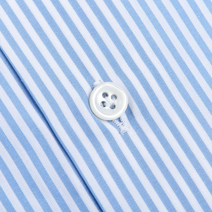 Mazzarelli Light Blue Striped Regular Fit Cotton Shirt Button