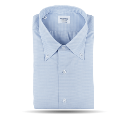 Mazzarelli Sky Blue Houndstooth Button Down Regular Fit Shirt Feature