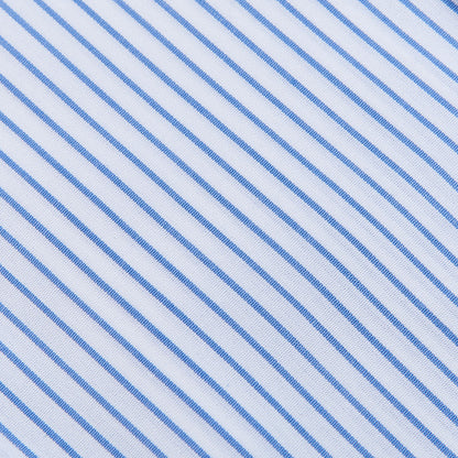 Mazzarelli White Blue Pin Striped BD Regular Shirt Fabric