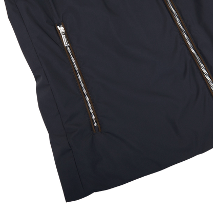 Moorer Navy Blue Down Padded Knitted Sleeve Bomber Edge
