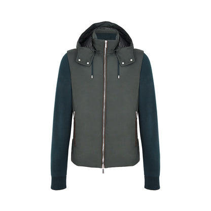 Dark Green Down Padded Knitted Sleeve Bomber
