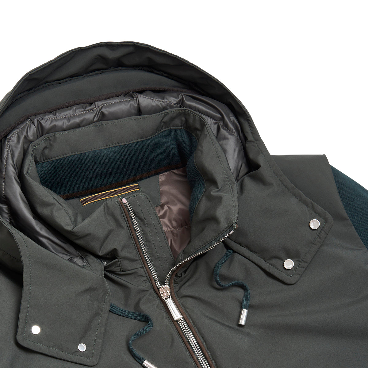 Dark Green Down Padded Knitted Sleeve Bomber